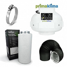 Комплект вентиляции Prima Klima PK 125-TC 400 куб + Фильтр угольный Prima Klima K2601